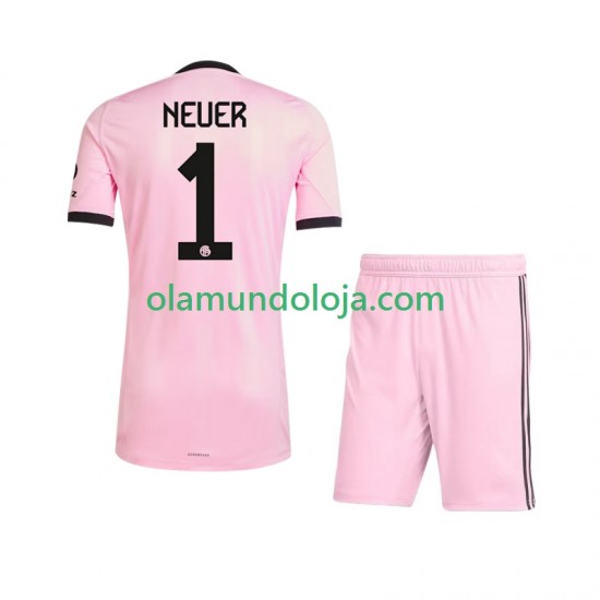 Camisola Bayern de Munique Manuel Neuer 1 UCL Guarda-redes Criança Equipamento Terceiro 2025-2026 Manga Curta